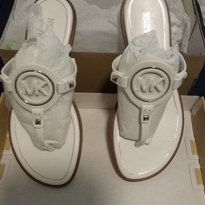 Michael kors optic white  Aubrey leather thong